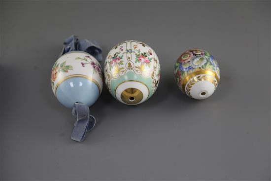 Three Russian porcelain Easter eggs, late 19th/early 20th century,